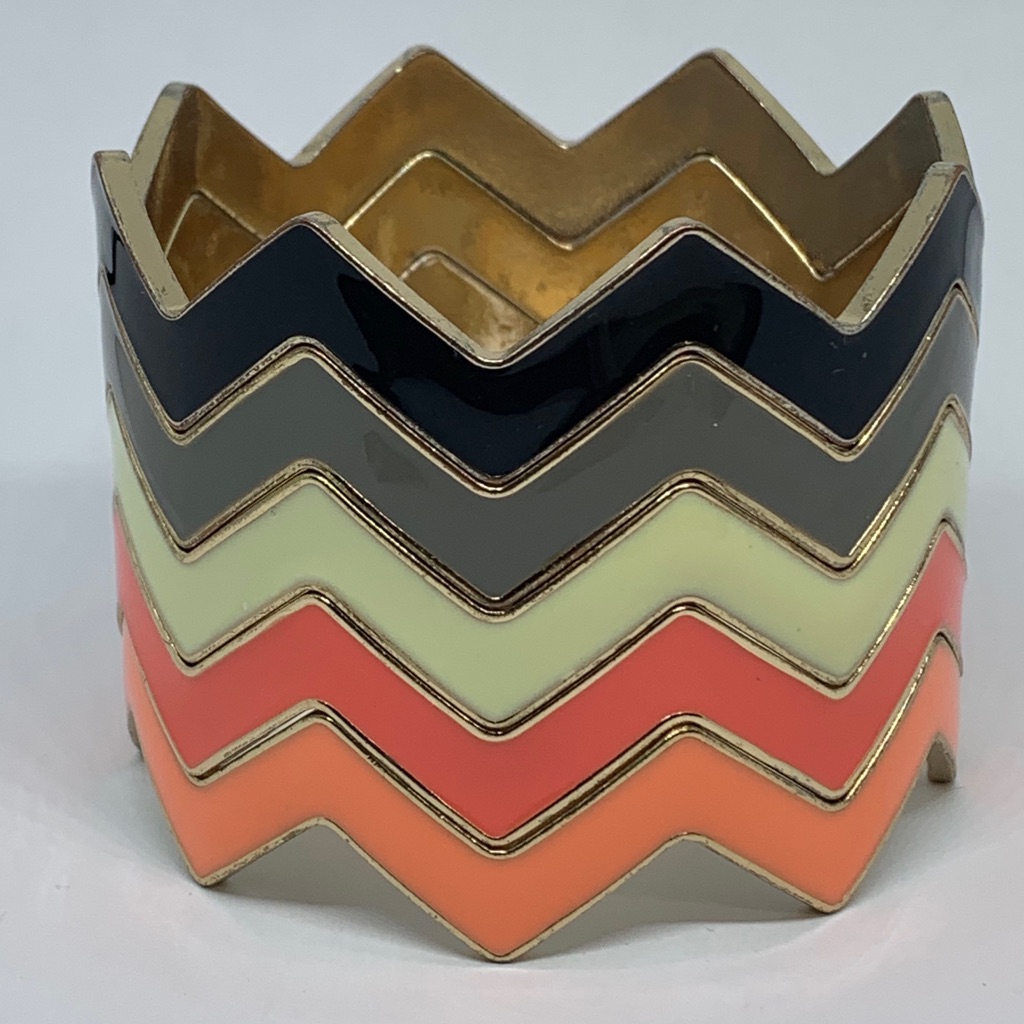 Five Stacks Bracelets Enamel And Gold Tone